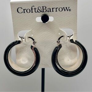 Versatile Croft & Barrow Silver and Black Hoop Earrings
